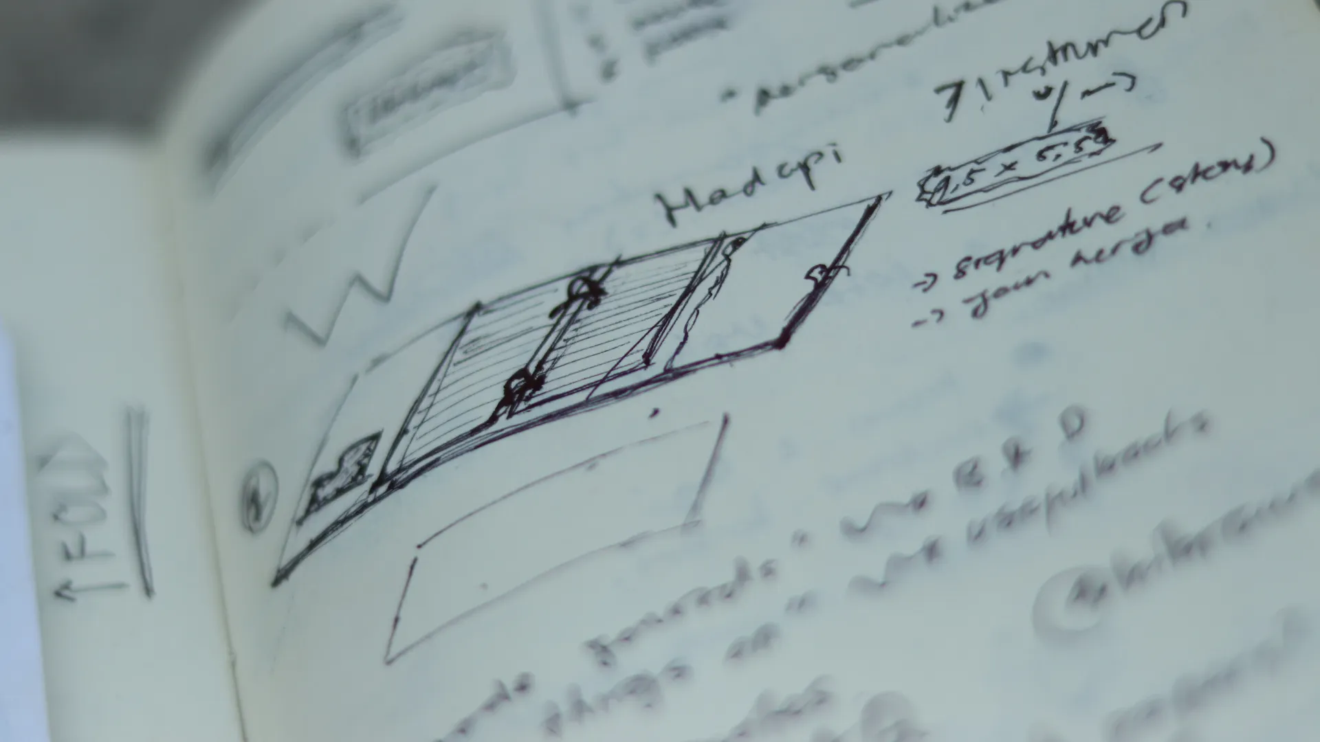 Notebook With Product Design Sketches