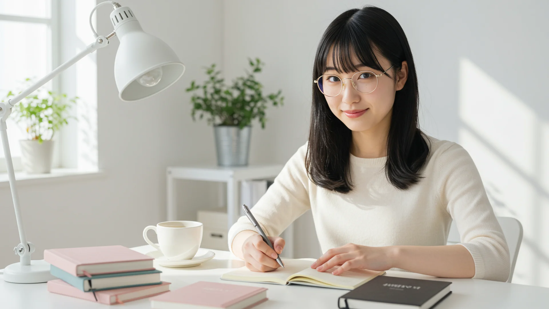Young Woman Writing In Notebook At Desk