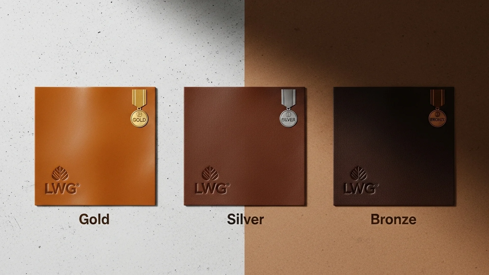 Leather Samples Gold Silver Bronze Medals