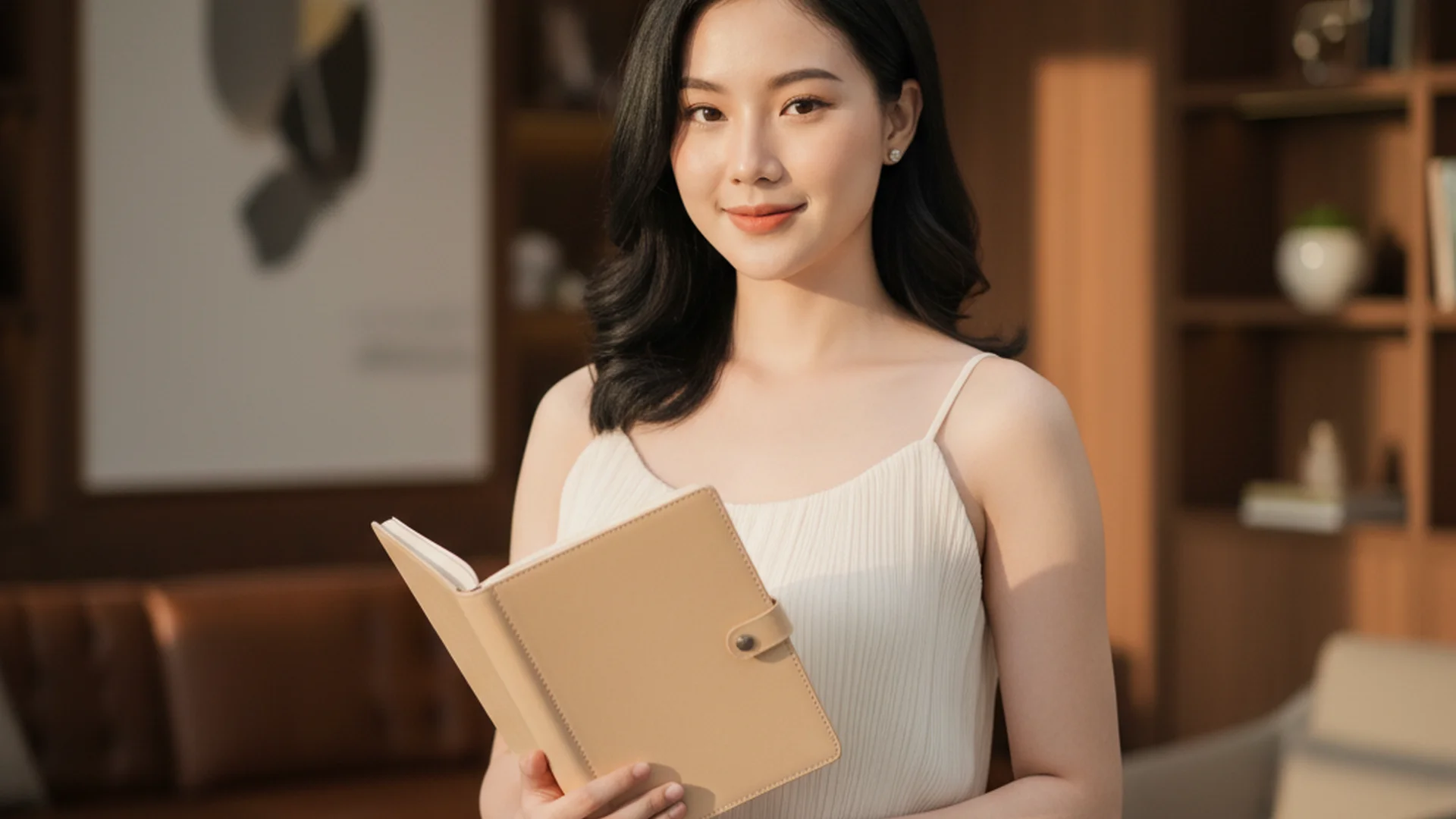 Woman Holding Notebook Casual Portrait