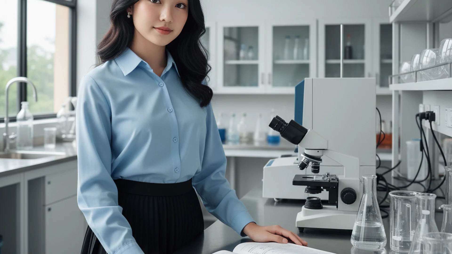 Woman Lab Student Book Science