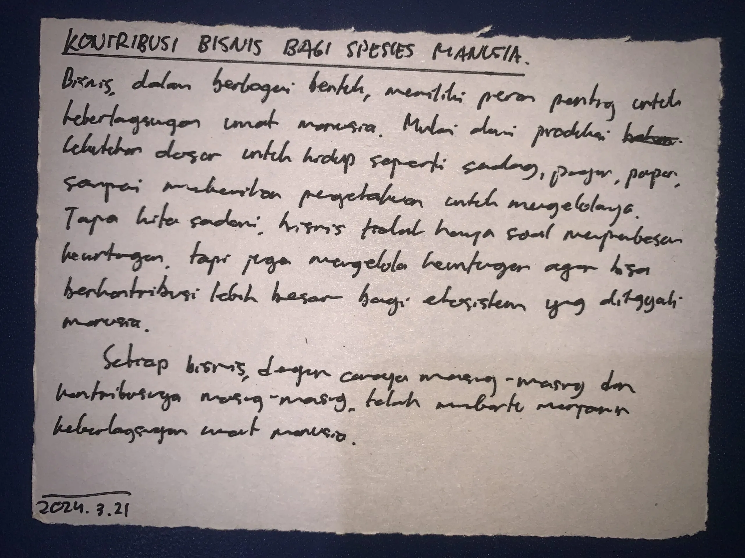 May Business Contribution Human Species