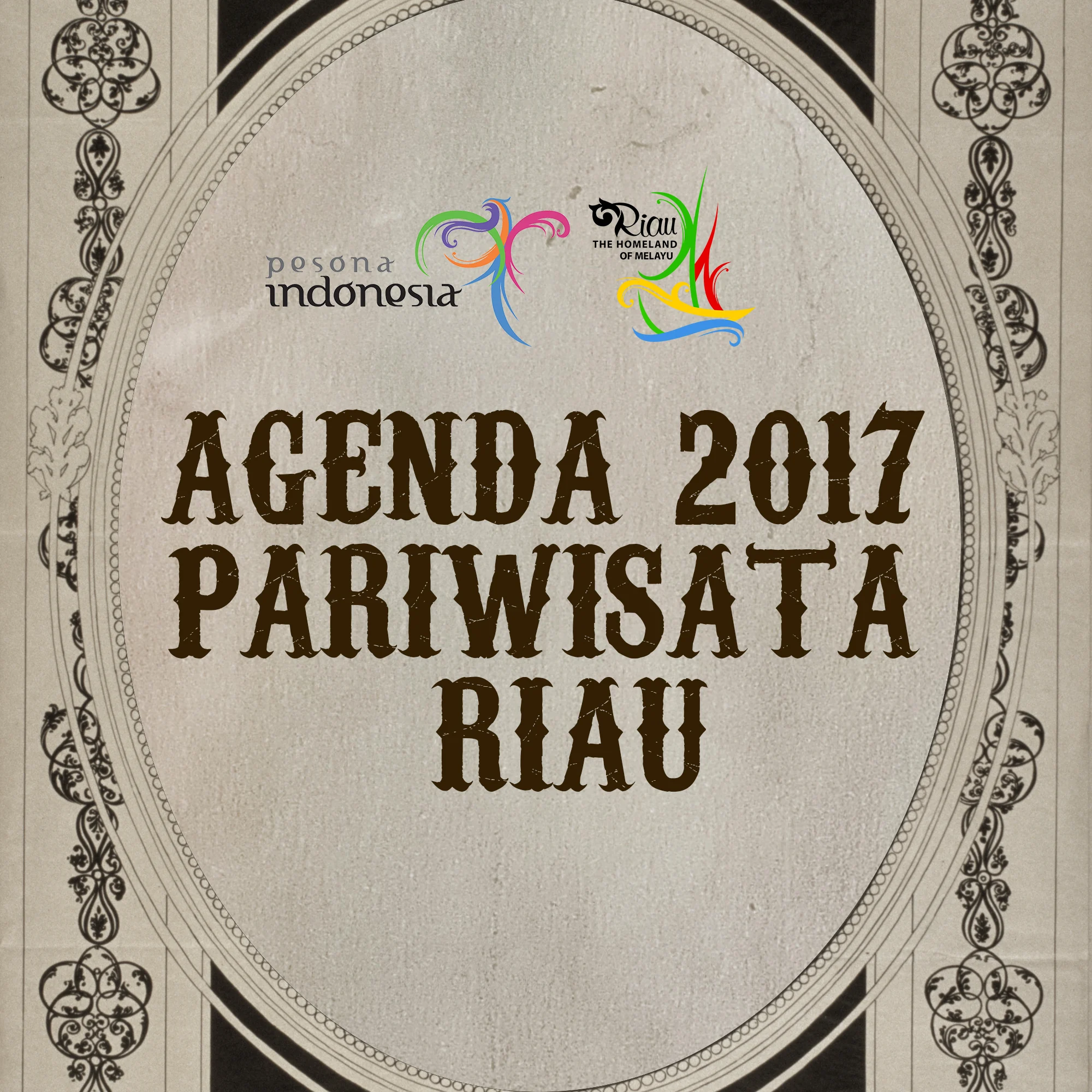 Cover design for the 2017 Riau tourism agenda featuring regional government logos.