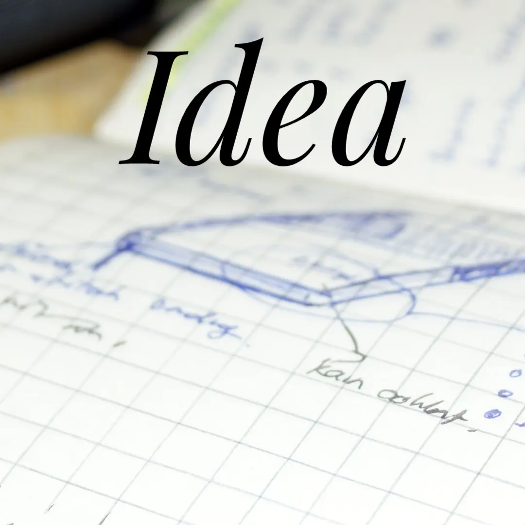 Sketsa ide di kertas kotak untuk proyek instaplan