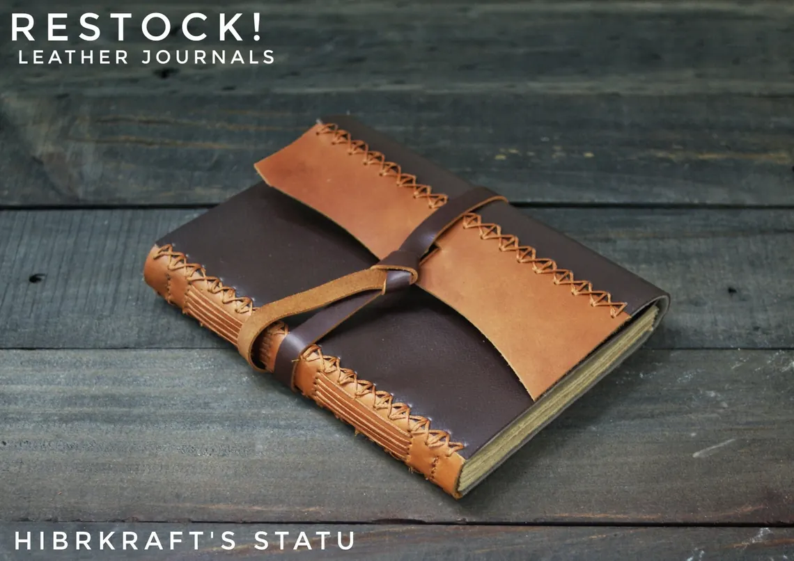 Barisan jurnal kulit Hibrkraft untuk pengumuman restock.